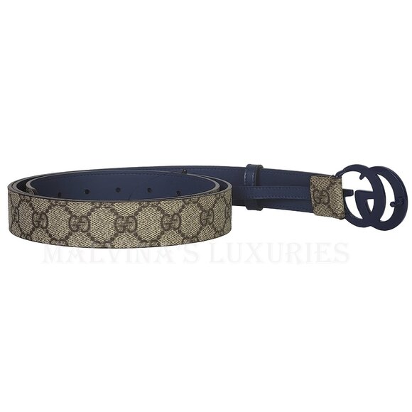 GUCCI BELT 414516 GG LOGO SUPREME MONOGRAM BLUE MARMONT BUCKLE UNISEX 115 / 46 - Picture 7 of 16